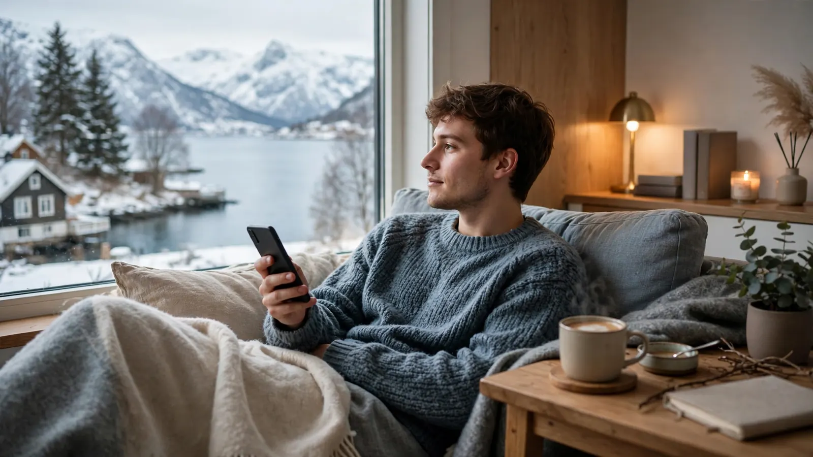 Person som spiller mobilcasino hjemme i Norge